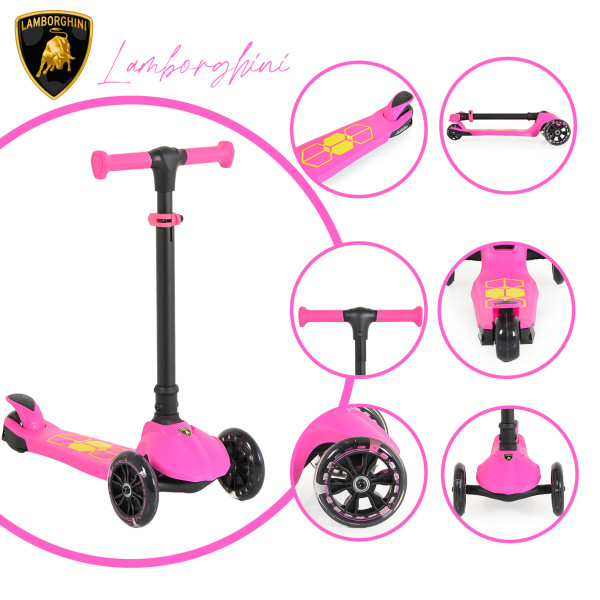 Byox Παιδικό Πτυσσόμενο Τρίτροχο Πατίνι Scooter Lamborghini Basic pink 3800146228545