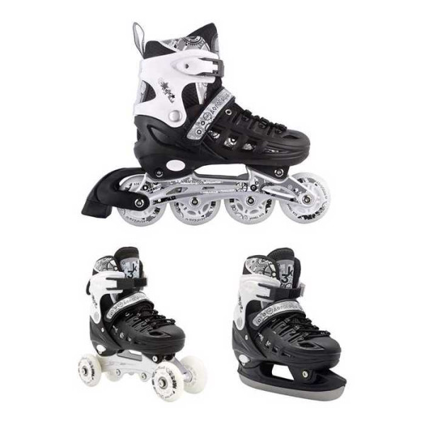 Αθλοπαιδιά 10305 Αυξομειούμενα Πατίνια/Roller Skates/Παγοπέδιλα 3 σε 1 - Μαύρο